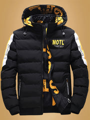 Villa Water OBM Men'S Winter Coat with Removable Hood, Double-Sided Wearable Trendy And Cool Jacket for Cold Weather