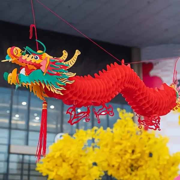 3D Chinese New Year Dragon Decorations | Plastic Hanging Animal Garland for Lunar New Year, Chinese Spring Festival, Christmas, School Party Events, Valentine'S Day, and New Year Gifts
