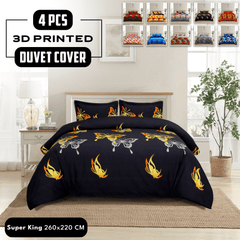 4pcs Printed Duvet Cover Set, Soft Comfortable Multi-design Printed Bedding Set, For Bedroom, Guest Room (1 Fitted sheet + 2 Pillowcases + Without Core) Trendy Design, Soft Fabric, Brushed Material, Lightweight