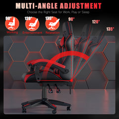 GartistGo Ergonomic Gaming Chair - Gamer Chairs with Lumbar Cushion + Headrest, Height-Adjustable Office & Computer Chair for Adults, Girls, Boys (Without footrest)