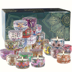 24pcs Of Scented Candles, No Dripping Or Leakage, with Ethnic Elements And, Creating A Romantic And Dreamy Atmosphere, Suitable for Weddings, Birthday Parties, Yoga, Father'S Day Gifts And As Gifts for Relatives And Friends