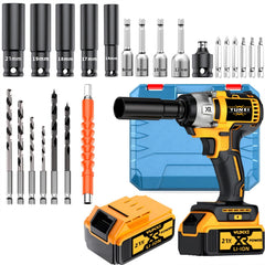 Wireless Electric Impact Wrench, Lithium Electric Wrench Set - Multifunctional Tool Set, Portable, Suitable For Car Maintenance, Furniture And Scaffolding Installation, A Gift Of Electric Tools For Husbands