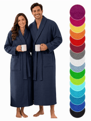 Unisex Waffle Bath Robe Luxury 100 Egyptian Cotton Soft Hotel Quality Dressing Gown Spa Shawl Lightweight Sleep Nightwear Collar Robe Size S-XL
