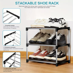1pc, Small Shoe Rack, Stackable Shoe Rack 3 Tier, Footware Storage, Lightweight Shoe Rack Storage Organizer, Sturdy Narrow Shoe Shelf For Closet Entryway Hallway