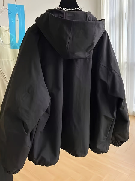 Black Casual Outdoor Hoodie with a Retro Slant Zipper for Women - Lightweight And Loose Fit, Perfect for Spring And Autumn, Machine Washable, Versatile Casual Jacket And Sweatshirt