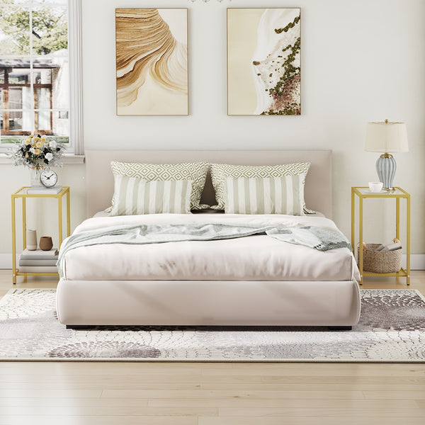 Metal Double-layer Side Table | Golden Frame with Transparent Glass Tabletop, 55cm High, Suitable for Living Room, Bedroom, Balcony, Classic Style by HOOBRO