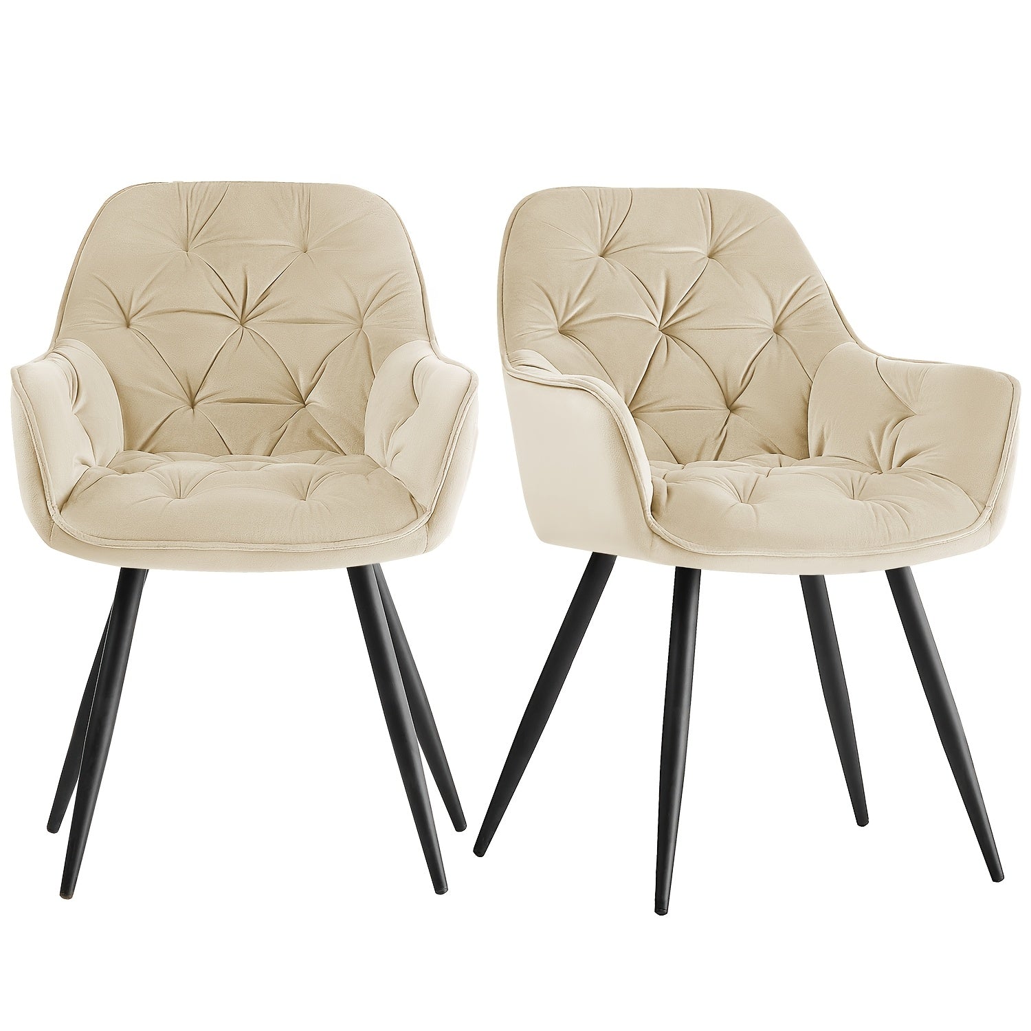 Dining Chairs with Velvet Thick Padded Upholstered Kitchen Tub Chair Armchair with Backrest Metal Legs Living Room Reception Leisure Chairs for Bedroom Lounge Office