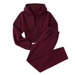 Women 2Pc Corset Fit Set Zip Tracksuit Set Hoodie and Jogger with Zip Front, Ladies Long Sleeves and Straight Leg Pants, All Seasons, Coord Top Set