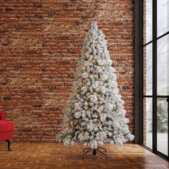 7.5Ft (2.3M) Pre-Lit Glitter Flocked Artificial Christmas Tree with 1,150 Color-Changing Micro Twinkle LED Lights