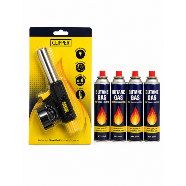 Refillable Butane Gas Torch Lighter with Adjustable Flame, 360° Rotation Head, Windproof Jet Flame, Portable Handheld Torch for Cooking, BBQ, DIY & Craft Use