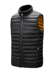 Men'S Lightweight Vest, Men'S Jacket, Autumn And Winter Vest, Stand-Up Collar Solid Color Casual Zipper Pocket Vest