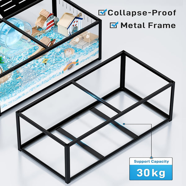 (Free 20L Random Color Paper Bedding)BUCATSTATE 120cm Hamster Cage 3.0 : Spacious Stackable Metal Cage For Dwarf And Syrian Hamsters, Gerbils, And Mice-Easy Top Access And Quick Assembly