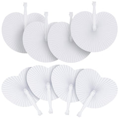 30pcs White Heart Shaped Folding Accordion Paper Fans for Wedding Celebrations, Party Decorations and DIY Painting