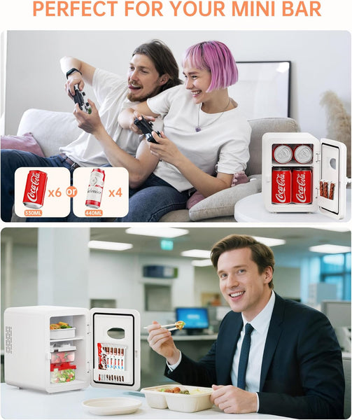4L Portable Mini Fridge with UK Plug, Quiet Compact Small Refrigerator, AC/DC Cooler & Warmer for Skincare, Drinks, Food, Bedroom, Office, Car, Dorm, Travel