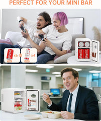 4L Portable Mini Fridge with UK Plug, Quiet Compact Small Refrigerator, AC/DC Cooler & Warmer for Skincare, Drinks, Food, Bedroom, Office, Car, Dorm, Travel