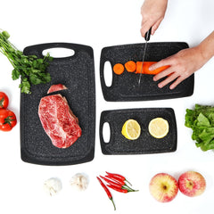 3-piece/13-piece/18-piece/28-piece Cutting Board Set (includes 15 S-shaped hooks, 10 measuring cups, and 10 measuring spoons), Kitchen Plastic Cutting Board, Non-slip Cutting Board with Handle, Juicing Groove and Grinding Groove, Suitable for Meat