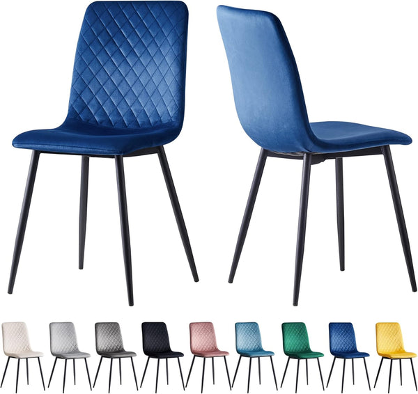 mcc direct Set of 2 Designer Velvet Chairs Fabric Dining Chairs with Metal Legs-Lexi Chairs