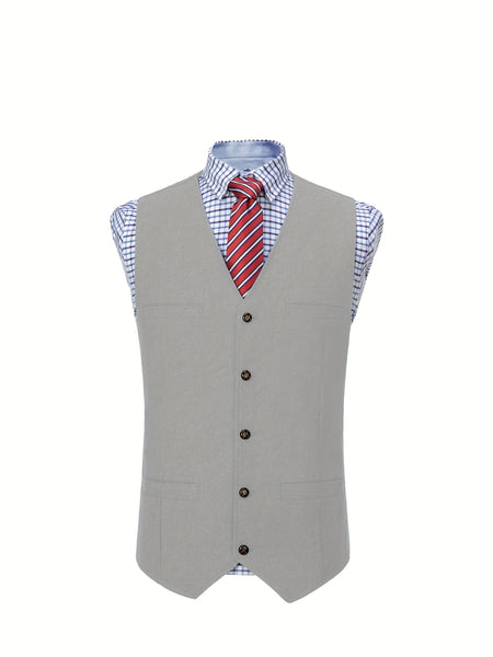 Men'S Vest Wool Blend Herringbone Vintage Men'S Fashion Vest, Groom Best Man Formal Wedding Party Casual Vest