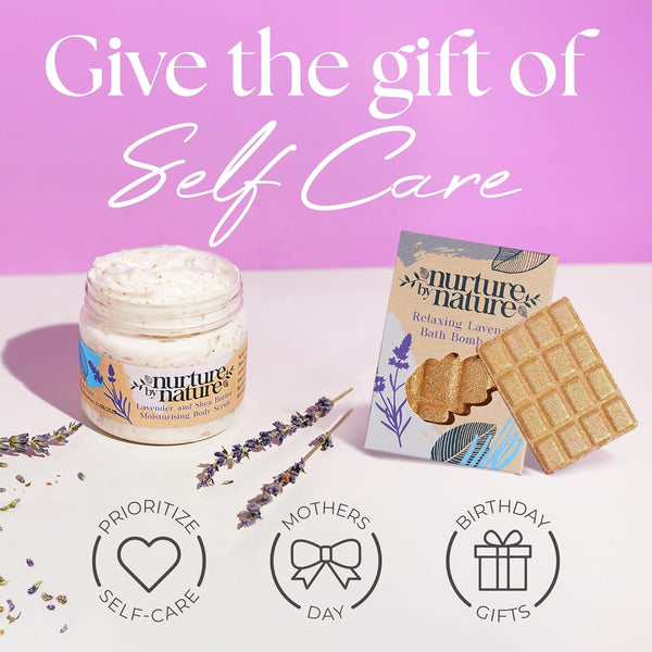 Nurture by Nature RELAX & CALM Pamper Gifts for Women - Mothers Day Hamper - Relaxation Gifts for Women with Lavender Mist, Bath Salts, Candle & More - Bath Sets, Mothers Day Gifts, Spa Sets