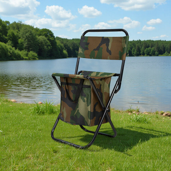 1PC Folding Chair with Storage, Foldable Fishing Seat Lightweight Chair, Portable Chair Home, Small/Large More Colors