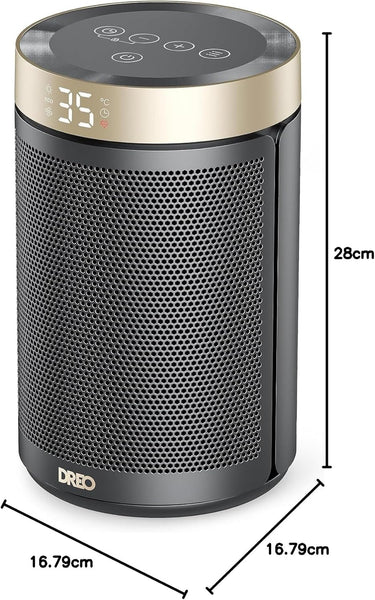 Dreo Electric Heater, 1500W Energy Efficient Space Room Heater, Upgrade Remote Portable Ceramic Fan Heaters, Thermostat, 3 Modes 12H Timer, Overheat & Tip over Protection, for Bedroom, Atom 316, Gold