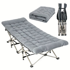 Folding Bed Portable Folding Camping Bed For Adults, Weight Capacity 199.58kg, With Mattress And Side Pocket - Lightweight And Sturdy Frame, Fishing Bed, Suitable For Camping, Home, Office, Travel, Picnic, Family Bed, Compact Design, Large Capacity
