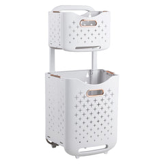 Foldable Newspaper and Magazine Holder with Wheels Multi-purpose Living Room Organisational Basket, Laundry Basket with Wheels Trolley-style Laundry Basket, Hard-wearing and Duration-proven, High Load-bearing Capacity