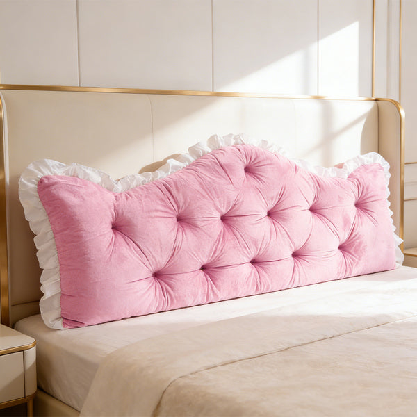 Large Ultra-Soft Comfortable Plush Backrest Pillow, Princess Style Reading Cushion, Neck and Back Support, Luxurious Fashionable Home Style Multifunctional Lace Ruffled Headboard Cushions, Suitable for Bedroom, Living Room, Dorm, Sofa Home Decor, Machine