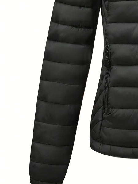 Women's Autumn/Winter Simple Lightweight Hooded Commuter Padded Coat with Pockets