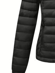 Women's Autumn/Winter Simple Lightweight Hooded Commuter Padded Coat with Pockets