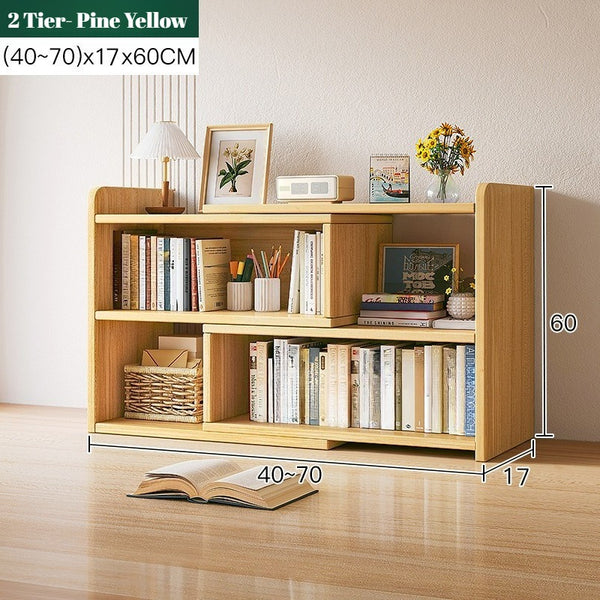Expandable Desktop Bookcase, Freestanding Multi-layer Bookshelves, Adjustable Width Bookshelf Book Shelf Storage Unit, Multifunctional Storage Rack Book Shelf for Home Office Storage Organization