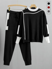 New Casual Checkered Sweater Set for Women - Trendy Style, Ideal for Spring, Autumn, And Winter