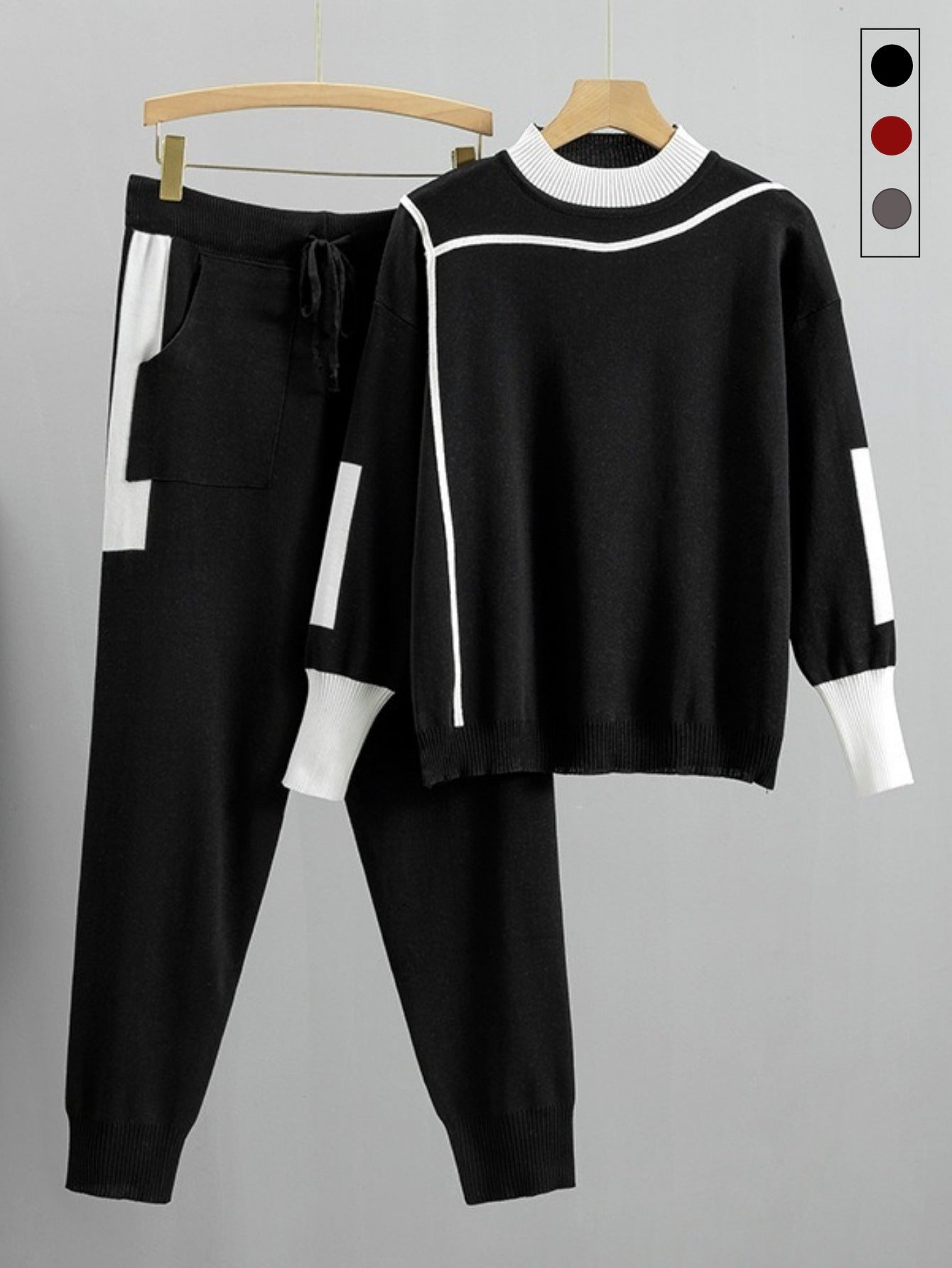 New Casual Checkered Sweater Set for Women - Trendy Style, Ideal for Spring, Autumn, And Winter