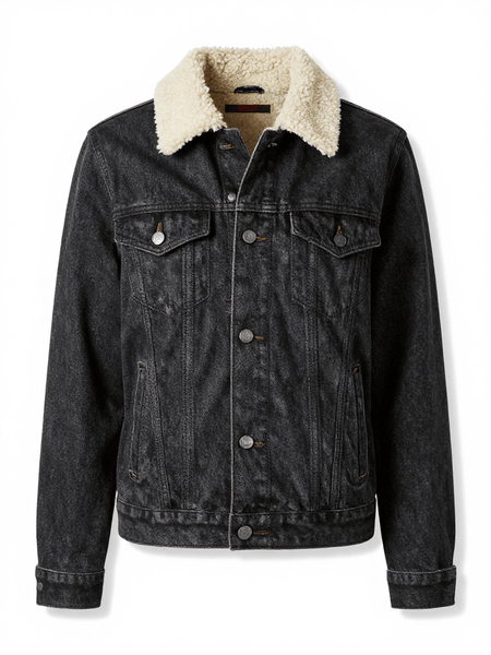 Women'S Sherpa Lined Denim Trucker Jacket – Warm Button-Up Jean Coat, Long Sleeve Casual Winter Outerwear