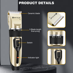 Hair Clippers, 5-Speed Low Noise Portable Dog Clippers for Grooming, Professional Cordless Rechargeable Electric Ceramic Blades, Cordless Electric Haircut Kit with 4 Guide Combs, Hair Trimmer for Men/Dogs/Cats/Pets