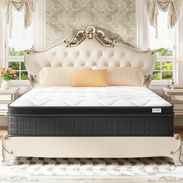 10-Inch Hybrid Pocket Spring Mattress Designed for Pressure Relief And Motion Isolation, Medium-Firm, Delivered in a Box.