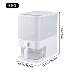 Rice Container Rice Dispenser Kitchen Holder with Measuring Cup, Dry Food Storage Containers, Kitchen Accessories, white, 5L