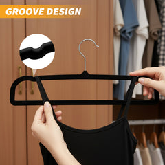 2025 Flocked Pants Hangers 20-Pack - Non-Slip Velvet Hangers for Trousers, Slacks & Skirts, Space-Saving Closet Organizers with Non-Slip Clips, Wardrobe Storage Solution for Home & Dorm