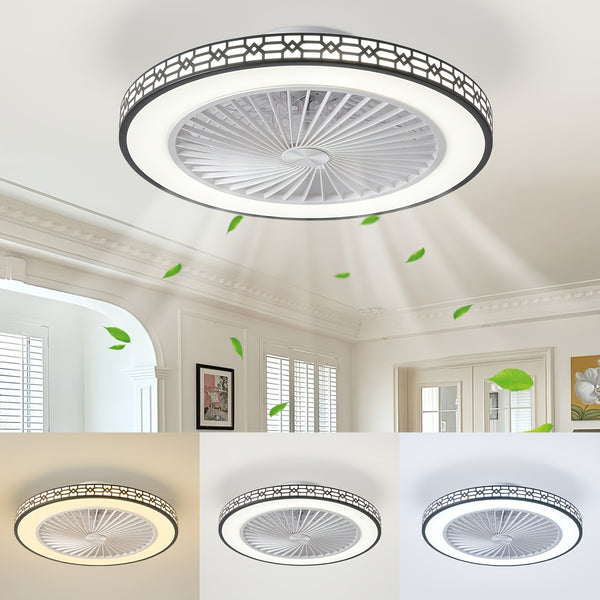 49cm Ceiling Fan with Light And Remote Control, Dimmable 3 Color Changing LED (3000K-6000K) Ceiling Fans with Lights, 6-Speed Ultra-Quiet Reversible DC Motor Ceiling Fan, Modern Fan Light for Bedroom, Living Room, Kitchen