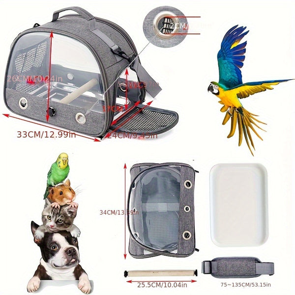 Portable Bird Travel Carrier with Stand and Shoulder Strap - Ideal for Parrots and Small Birds - Secure and Comfortable Pet Carrier Bag for Travel and Outdoors