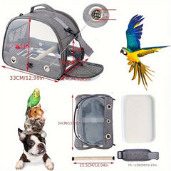Portable Bird Travel Carrier with Stand and Shoulder Strap - Ideal for Parrots and Small Birds - Secure and Comfortable Pet Carrier Bag for Travel and Outdoors