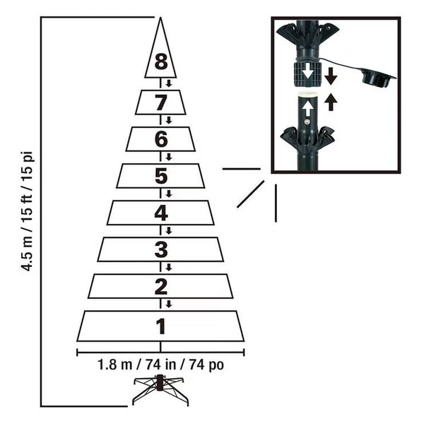 15Ft (4.6M) Pre-Lit Aspen Artificial Christmas Tree with 6,000 Colour-Changing LED Lights