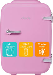 Abode Blue Mini Fridge A4CLR201BL 4L/6 Can Portable Thermoelectric Mini Cooler & Warmer for Drinks, Cosmetics/Makeup/Skincare, AC/DC Power, Retro Style, for Bedroom, Home, Caravan, Car