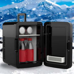 Crystals 4/10/15L Litre Mini Fridge, Table Top Small Fridge Cooler & Warmer for Car Bedrooms Desk Office, 12V DC - 220 AC, Mini Fridge for Bedrooms – Energy Efficient (Black, 10L Litre)