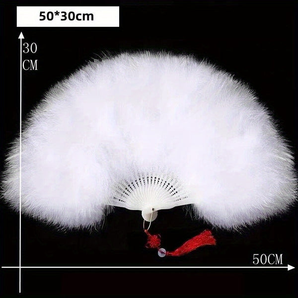 1pc New Feather Folding Fans Hand Fan Dance Costume Wedding Party Fans for Women