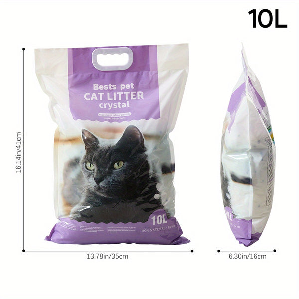 Silica Cat Litter Crystals Kitten Litter 3.8L/5L/10L Ultra Absorbent, Effective Odour Control, Dust-Free,Hygiene Easy to Clean Cat Litter