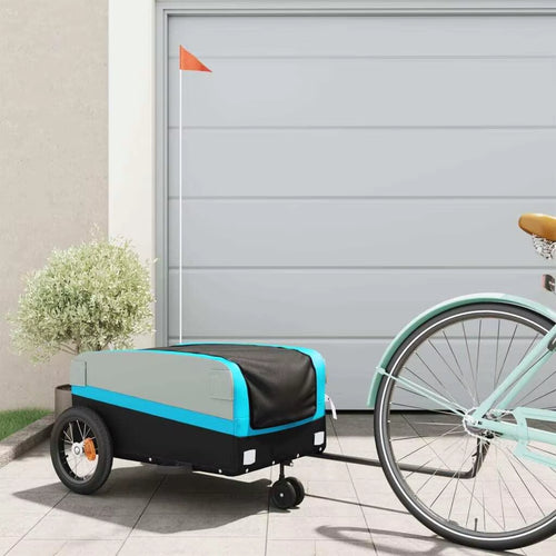 30Kg Iron Black & Blue Bike Trailer - Heavy-Duty Cycling Cargo Carrier