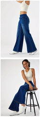 ' High Waisted Wide Jeans - Stretchy Pants with Multiple Pockets, -Washed - Casual Trousers for Jeanswear & Layering (Wide-Waisted Fit)