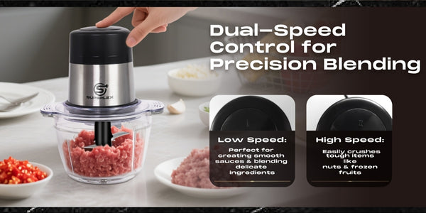 SUPERLEX Mini Chopper 300W Motor 6 Second Quick Mincing Dual Speed Control 1000ml Capacity One Touch Chop