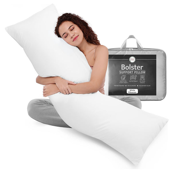 Rohi Full Body Pillow with Free Pillowcase – Hollowfibre Filling – Orthopaedic Long Pillow (3ft, 4ft, 4.6ft, 5ft, 6ft) – Bolster Pillow for Maternity, Back & Neck Support – Side Sleeper Pillow